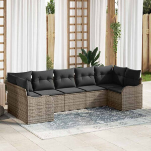 vidaXL Tuin Sofa Set Grijs poly rattan