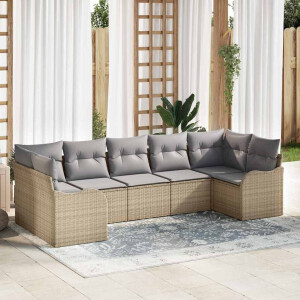 vidaXL Tuin Sofa Set Beige poly rattan