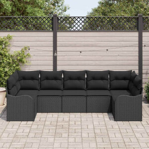 vidaXL Tuin Sofa Set Zwart poly rattan