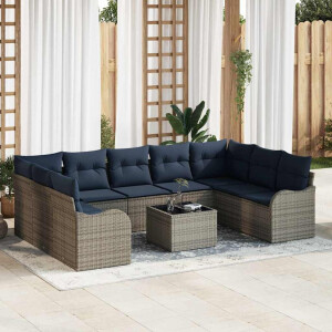 vidaXL Tuin Sofa Set 10 st Grijs poly rattan