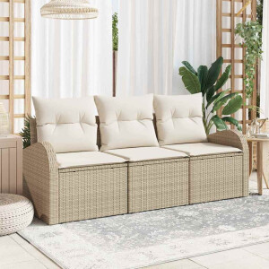 vidaXL Tuin Sofa Set Beige poly rattan