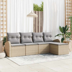 vidaXL Tuin Sofa Set 5 pcs Beige poly rattan