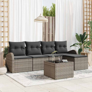vidaXL Tuin Sofa Set 6 pcs Grijs poly rattan