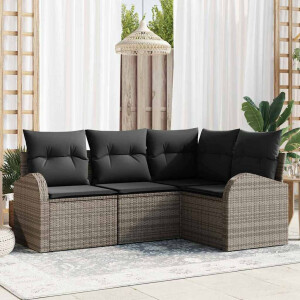 vidaXL Tuin Sofa Set Grijs poly rattan