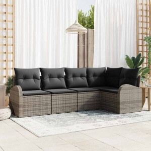 vidaXL Bankstel met kussen 5 pcs Grijs Polyester