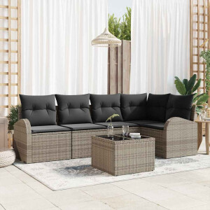 vidaXL Bankstel met kussen Grijs Polyester