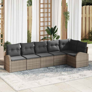 vidaXL Tuin Sofa Set Grijs poly rattan