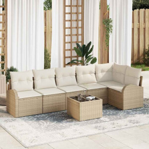 vidaXL Tuin Sofa Set 7 pcs Beige poly rattan