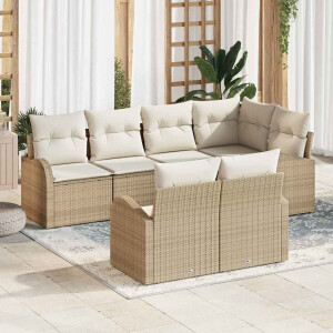 vidaXL Tuin Sofa Set Beige poly rattan