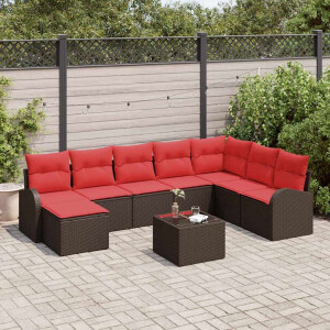 vidaXL Tuin Sofa Set met kussen 9 pcs Bruin Poly Rattan