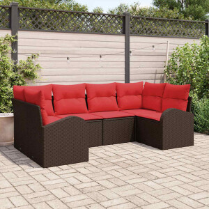 vidaXL Tuin Sofa Set met kussen 6 pcs Bruin Poly Rattan