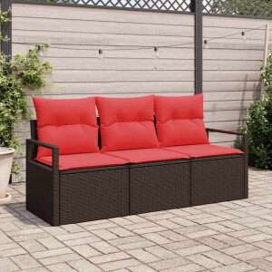 vidaXL Bankstel 3 pcs Bruin poly rattan