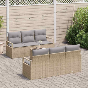 vidaXL Bankstel 7 pcs Beige en Grijs poly rattan