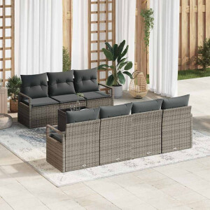 vidaXL Bankstel 8 pcs Grijs poly rattan