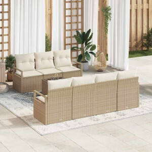 vidaXL Bankstel 8 pcs Beige en Crème poly rattan