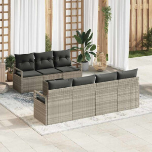 vidaXL Bankstel 8 pcs Lichtgrijs poly rattan