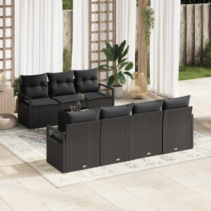 vidaXL Bankstel 8 pcs Zwart poly rattan
