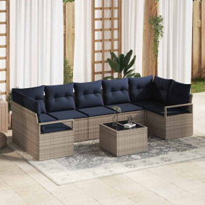 vidaXL Bankstel 8 pcs Grijs poly rattan