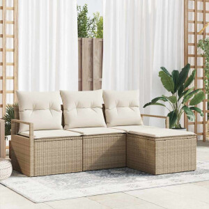 vidaXL Bankstel 4 pcs Beige poly rattan
