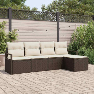vidaXL Bankstel 5 pcs Bruin poly rattan