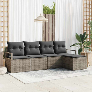 vidaXL Bankstel 5 pcs Grijs poly rattan
