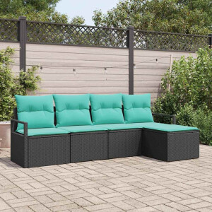 vidaXL Bankstel 5 pcs Zwart poly rattan