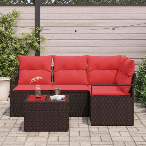 vidaXL Bankstel met kussen 5 pcs Bruin poly rattan