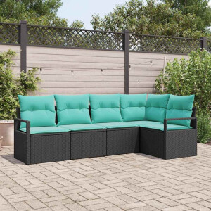vidaXL Bankstel 5 pcs Zwart poly rattan