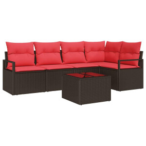 vidaXL Bankstel 6 pcs Bruin poly rattan