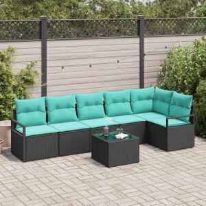 vidaXL Bankstel 7 pcs Zwart poly rattan