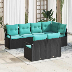 vidaXL Bankstel 7 pcs Zwart poly rattan
