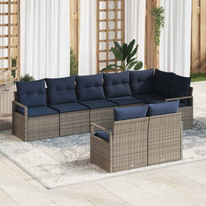 vidaXL Bankstel 8 pcs Grijs poly rattan