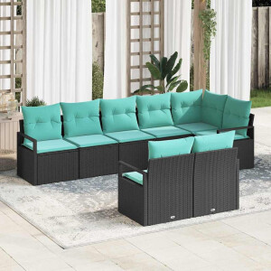 vidaXL Bankstel 8 pcs Zwart poly rattan