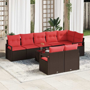 vidaXL Bankstel 9 pcs Bruin poly rattan