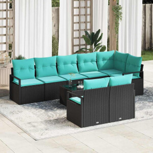vidaXL Bankstel 9 pcs Zwart poly rattan