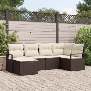vidaXL Bankstel 6 pcs Bruin poly rattan