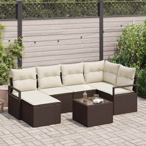 vidaXL Bankstel 7 pcs Bruin poly rattan