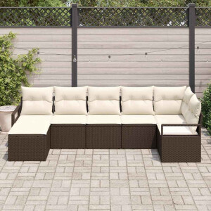 vidaXL Bankstel 7 pcs Bruin poly rattan
