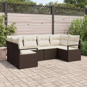 vidaXL Bankstel met kussen 6 pcs Bruin poly rattan
