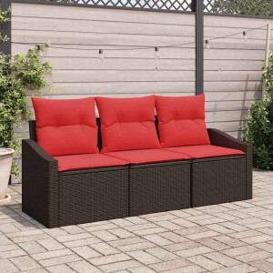 vidaXL Bankstel 3 st Bruin poly rattan