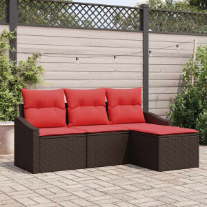 vidaXL Bankstel 4 st Bruin poly rattan