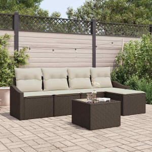 vidaXL Bankstel met kussen 6 pcs Bruin poly rattan