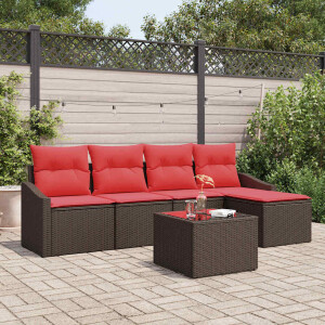 vidaXL Bankstel 6 st Bruin poly rattan