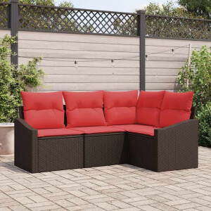 vidaXL Bankstel 4 st Bruin poly rattan