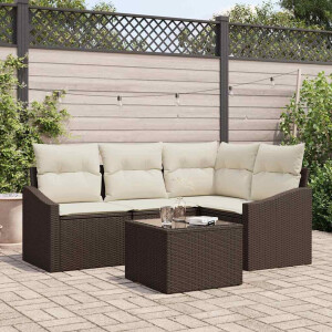 vidaXL Bankstel met kussen 5 pcs Bruin poly rattan