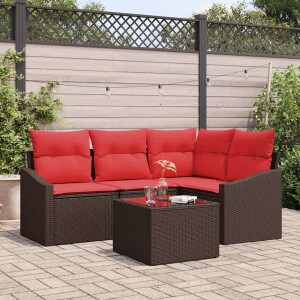 vidaXL Bankstel 5 st Bruin poly rattan