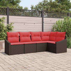 vidaXL Bankstel 5 st Bruin poly rattan