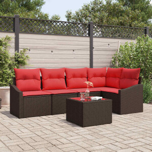 vidaXL Bankstel 6 st Bruin poly rattan