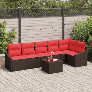 vidaXL Bankstel 7 st Bruin poly rattan