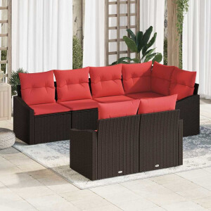 vidaXL Bankstel 7 st Bruin poly rattan